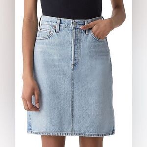 AGOLDE Iris Denim A-Line Knee Length Skirt Light Wash | Size 25